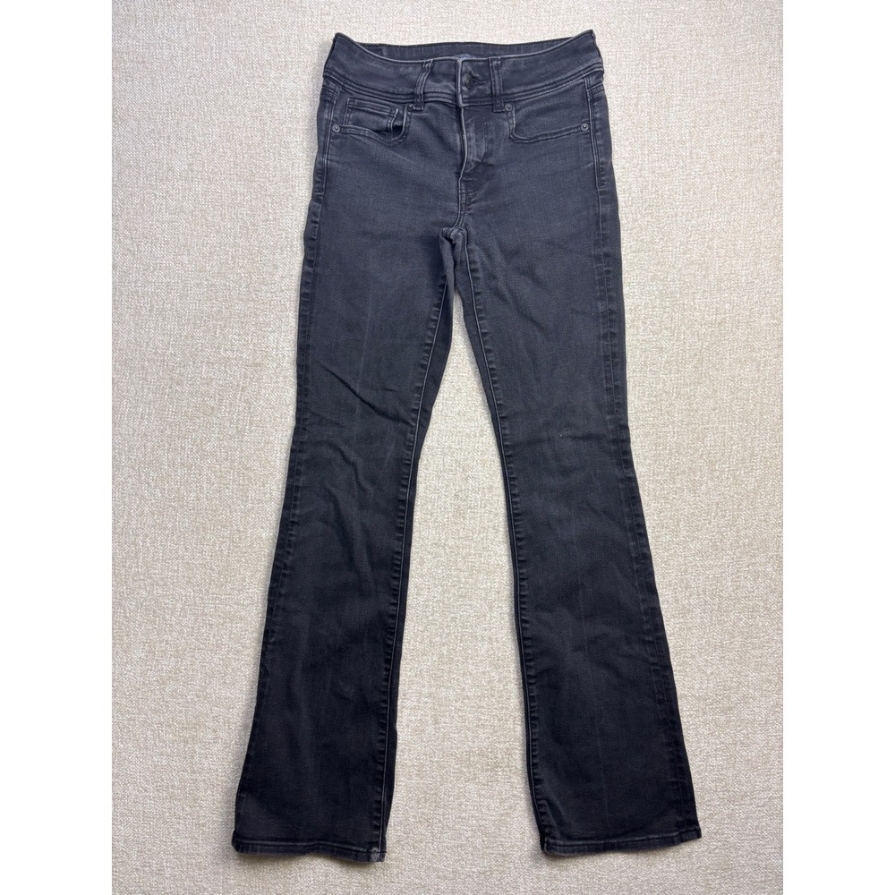 American Eagle Kick Bootcut Jeans Women 2 Regular Faded Black Next Level Stretch